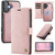 iPhone 17 AutSpace A05 2 in 1 Retro Calf Texture MagSafe Magnetic Phone Case - Pink