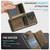 iPhone 17 AutSpace A13 MagSafe Magnetic RFID Flip Card Bag Phone Case - Coffee