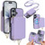 iPhone 17 AwQuer 2 in 1 Crossbody Zipper Wallet Leather Back Phone Case - Light Purple