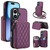 iPhone 17 AwQuer Crossbody Zipper Wallet Rhombic Leather Back Phone Case - Dark Purple
