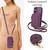 iPhone 17 AwQuer Crossbody Zipper Wallet Rhombic Leather Back Phone Case - Dark Purple