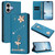 iPhone 17 Ballet Girl Diamond Studded RFID Vegan Leather Phone Case - Lake Blue