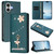 iPhone 17 Ballet Girl Diamond Studded RFID Vegan Leather Phone Case - Peacock Green