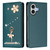 iPhone 17 Ballet Girl Diamond Studded RFID Vegan Leather Phone Case - Peacock Green
