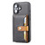 iPhone 17 Calfskin Card Slot TPU Hybrid PU Phone Case - Black