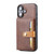 iPhone 17 Calfskin Card Slot TPU Hybrid PU Phone Case - Brown