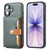 iPhone 17 Calfskin Card Slot TPU Hybrid PU Phone Case - Green