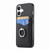 iPhone 17 Carbon Fiber Card Wallet Ring Phone Case - Black