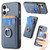 iPhone 17 Carbon Fiber Card Wallet Ring Phone Case - Blue