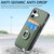 iPhone 17 Carbon Fiber Card Wallet Ring Phone Case - Green
