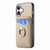 iPhone 17 Carbon Fiber Card Wallet Ring Phone Case - Khaki