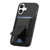 iPhone 17 Carbon Fiber Fold Stand Elastic Card Bag Phone Case - Black