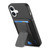 iPhone 17 Carbon Fiber Fold Stand Elastic Card Bag Phone Case - Black