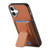 iPhone 17 Carbon Fiber Fold Stand Elastic Card Bag Phone Case - Brown