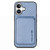 iPhone 17 Carbon Fiber Leather Card Magsafe Phone Case - Blue