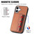 iPhone 17 Carbon Fiber Magnetic Card Wallet RFID Blocking Phone Case - Brown