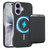 iPhone 17 Carbon Fiber MagSafe Magnetic Card Holder Phone Case - Black