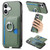iPhone 17 Carbon Fiber Ring Side Insert Card Bag MagSafe Phone Case - Green