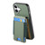 iPhone 17 Carbon Fiber Vertical Flip Wallet Stand Phone Case - Green