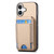 iPhone 17 Carbon Fiber Vertical Flip Wallet Stand Phone Case - Khaki