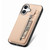 iPhone 17 Carbon Fiber Vertical Flip Zipper Phone Case - Khaki