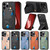 iPhone 17 Carbon Fiber Wallet Flip Card K-shaped Holder Phone Case - Khaki