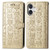 iPhone 17 Cat and Dog Embossed Leather Phone Case - Gold