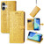 iPhone 17 Cat and Dog Embossed Leather Phone Case - Yellow