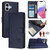iPhone 17 Cat Rat Embossed Pattern RFID Leather Phone Case with Lanyard - Blue