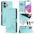 iPhone 17 Cat Rat Embossed Pattern RFID Leather Phone Case with Lanyard - Mint Green