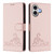 iPhone 17 Cat Rat Embossed Pattern RFID Leather Phone Case with Lanyard - Pink