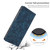 iPhone 17 Cherry Blossoms Embossed Leather Phone Case - Dark Blue