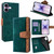 iPhone 17 Color Stitching Skin Feel Leather RFID Blocking Phone Case - Green