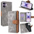iPhone 17 Color Stitching Skin Feel Leather RFID Blocking Phone Case - Grey