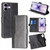 iPhone 17 Contrast Color Side Buckle Leather Phone Case - Black + Grey