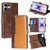 iPhone 17 Contrast Color Side Buckle Leather Phone Case - Dark Brown + Gold