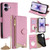 iPhone 17 Crossbody Chain Fishtail Litchi Leather Phone Case - Pink