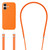 iPhone 17 Crossbody Imitation Nylon Magnetic Liquid Pop-Up Animation Liquid Silicone Phone Case - Orange
