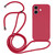 iPhone 17 Crossbody Lanyard Liquid Silicone Case - Rose Red