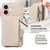 iPhone 17 Crossbody Lanyard Zipper Wallet Leather Phone Case - Beige
