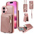 iPhone 17 Crossbody Lanyard Zipper Wallet Leather Phone Case - Rose Gold