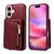 iPhone 17 Crossbody Lanyard Zipper Wallet Leather Phone Case - Wine Red