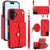 iPhone 17 Crossbody Rhombic Horizontal Wallet Leather Phone Case - Red