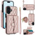 iPhone 17 Crossbody Rhombic Horizontal Wallet Leather Phone Case - Rose Gold