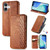 iPhone 17 Cubic Grid Pressed Magnetic Leather Phone Case - Brown