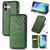 iPhone 17 Cubic Grid Pressed Magnetic Leather Phone Case - Green