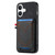 iPhone 17 Denim Texture Leather Skin Phone Case with Card Slot - Black