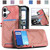 iPhone 17 Denim Texture Leather Skin Phone Case with Card Slot - Pink