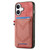 iPhone 17 Denim Texture Leather Skin Phone Case with Card Slot - Pink