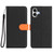 iPhone 17 Detachable Litchi Texture Magnetic Side-Patch Vegan Leather Phone Case - Black Orange